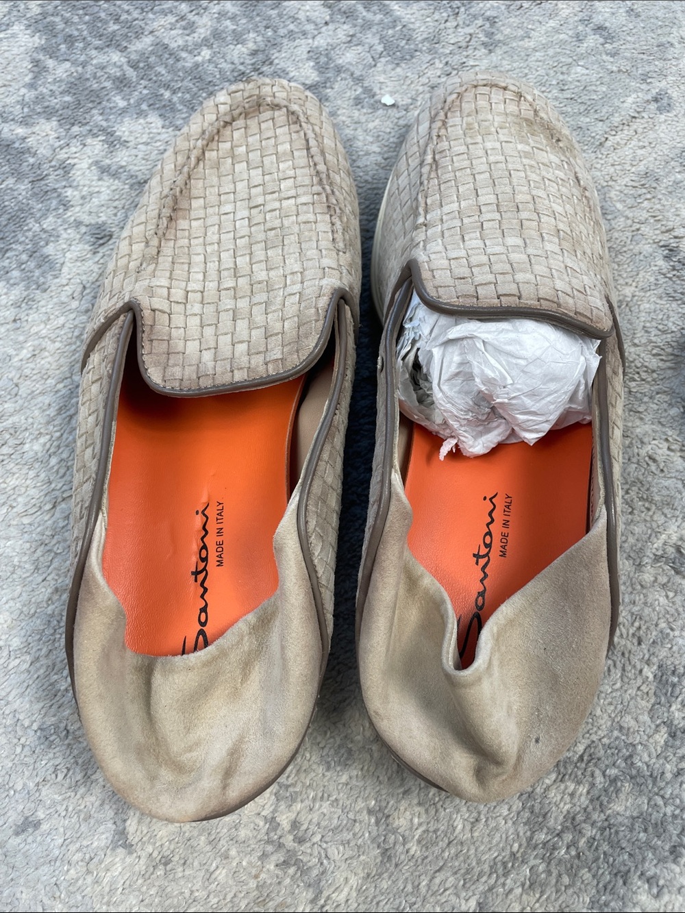 Santoni Woven Loafer Light Brown Beige Sz 12 - Picture 15 of 16